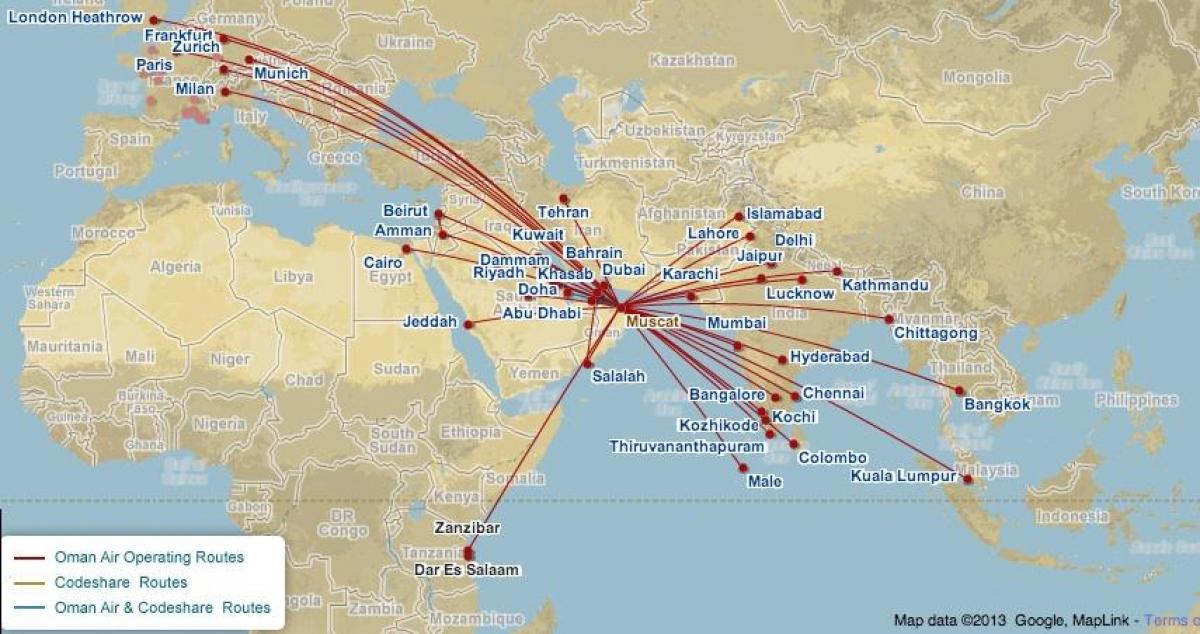 Oman air ndege ramani