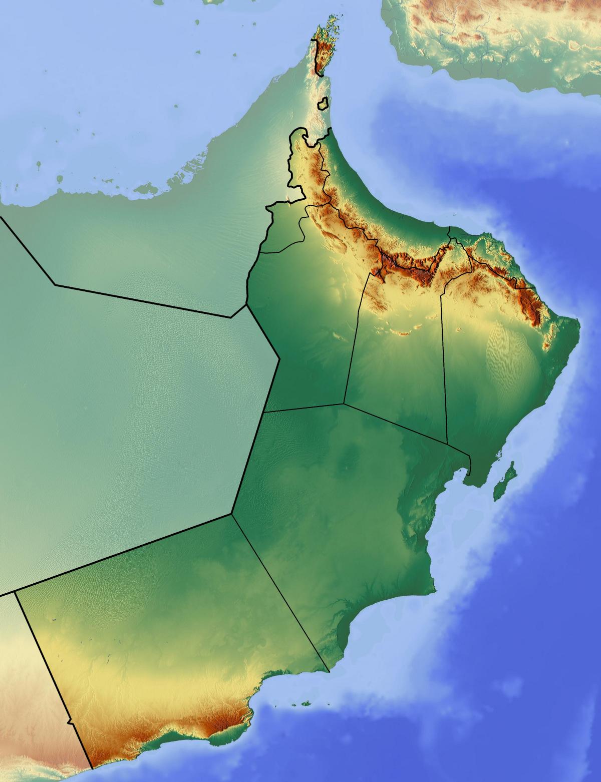 ramani ya Oman topographic