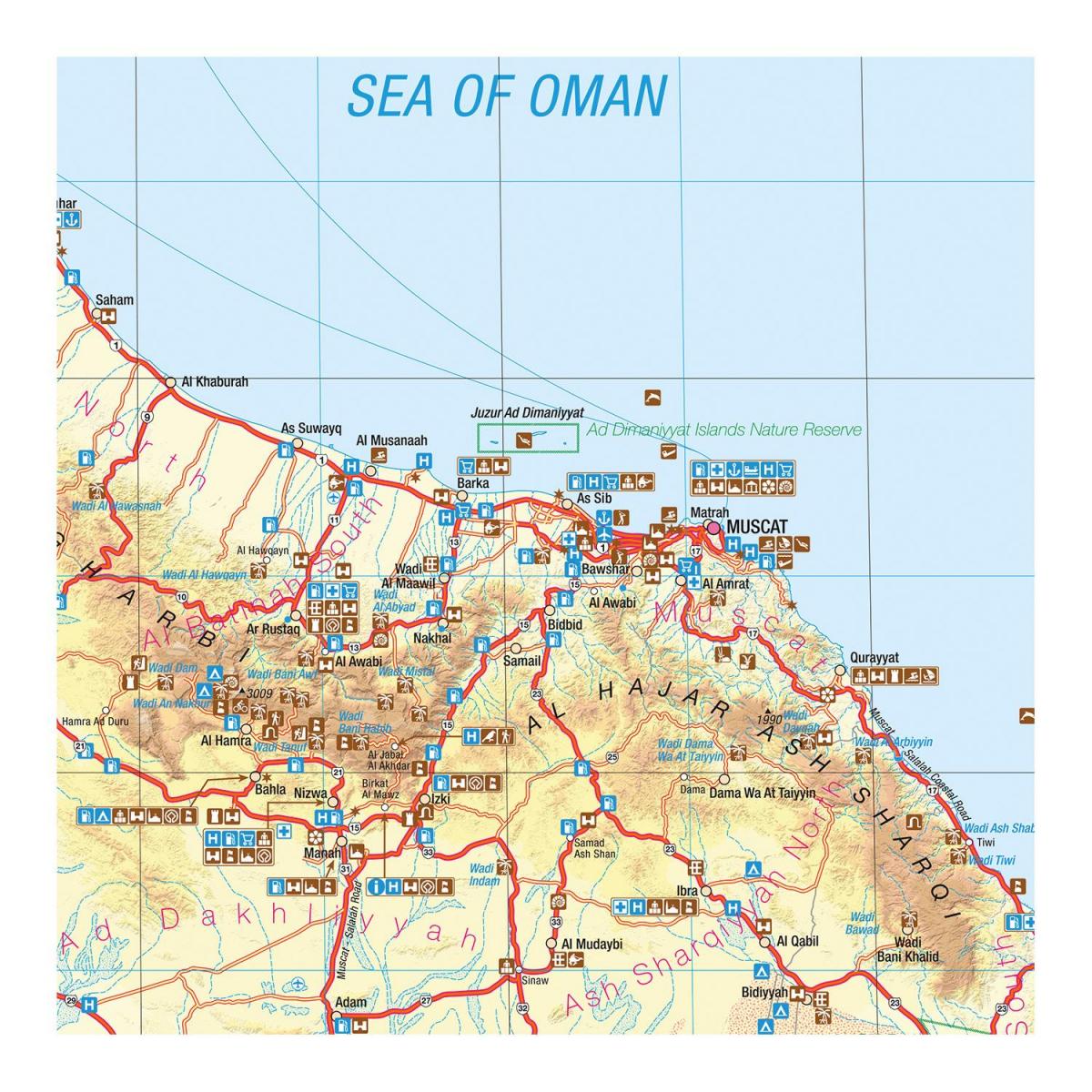 ramani ya Oman trekking